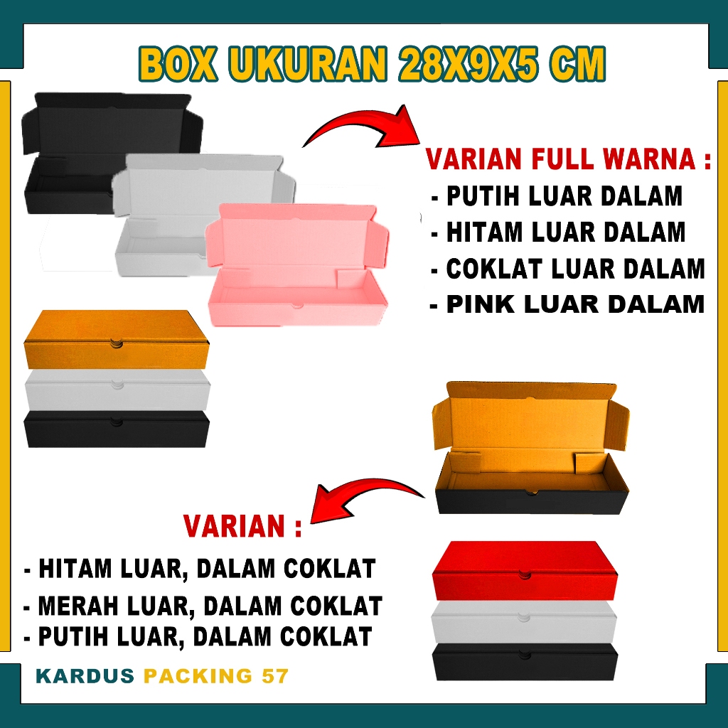 

Box 28x9x5 cm / Lipat Depan / Kardus Polos