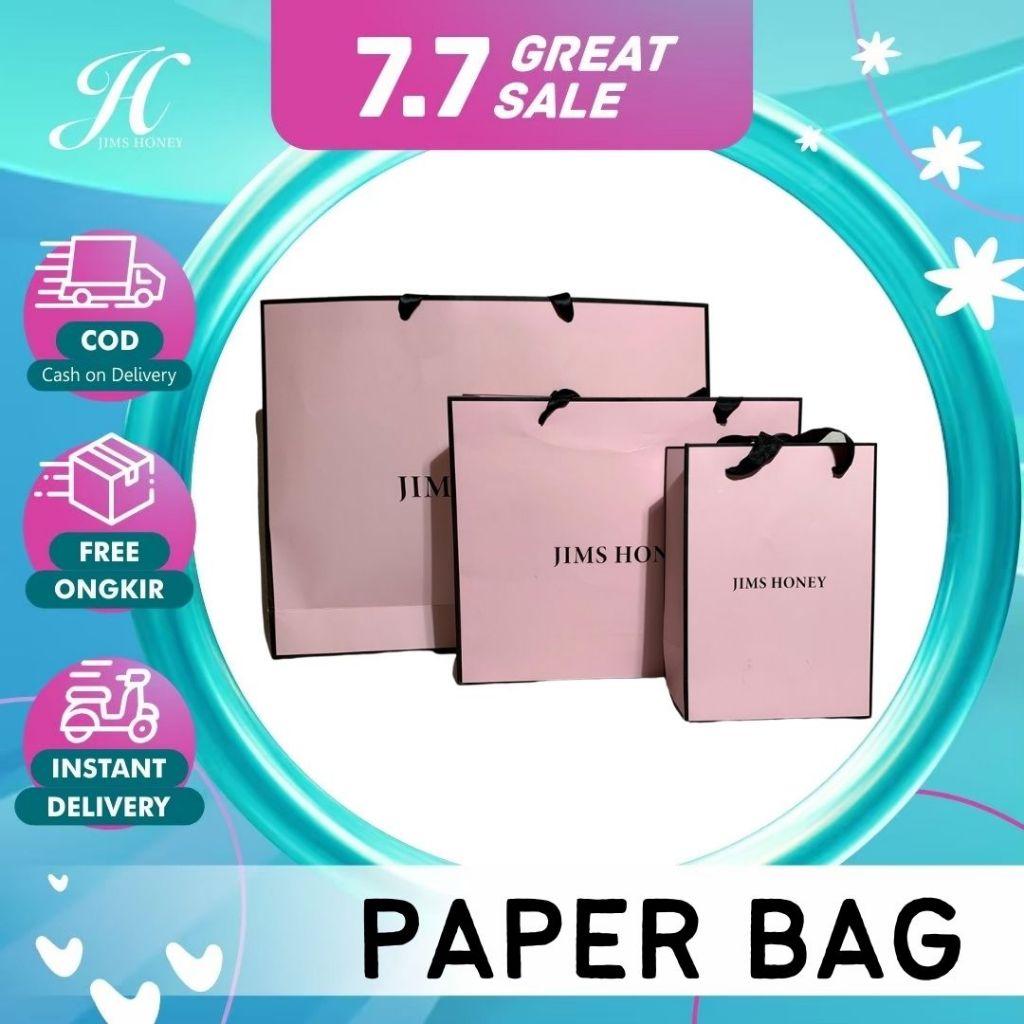 JIMS HONEY PACKAGING PAPER BAG BOX DOMPET PINK tas belanja shopping bag go green murah kuat