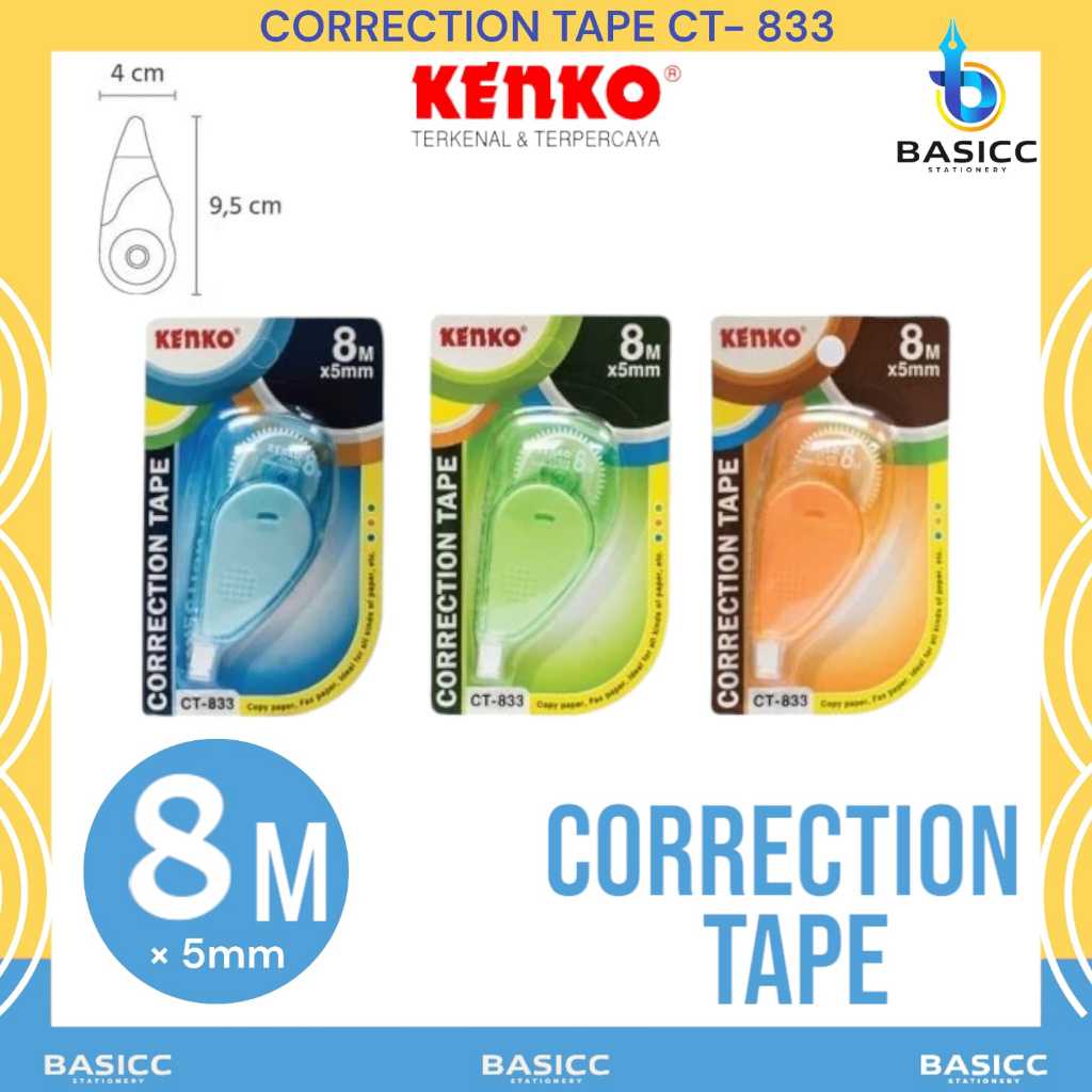 

Kenko Tip Ex Kertas 8Mx5mm Correction Tape CT-833 | @1Pcs