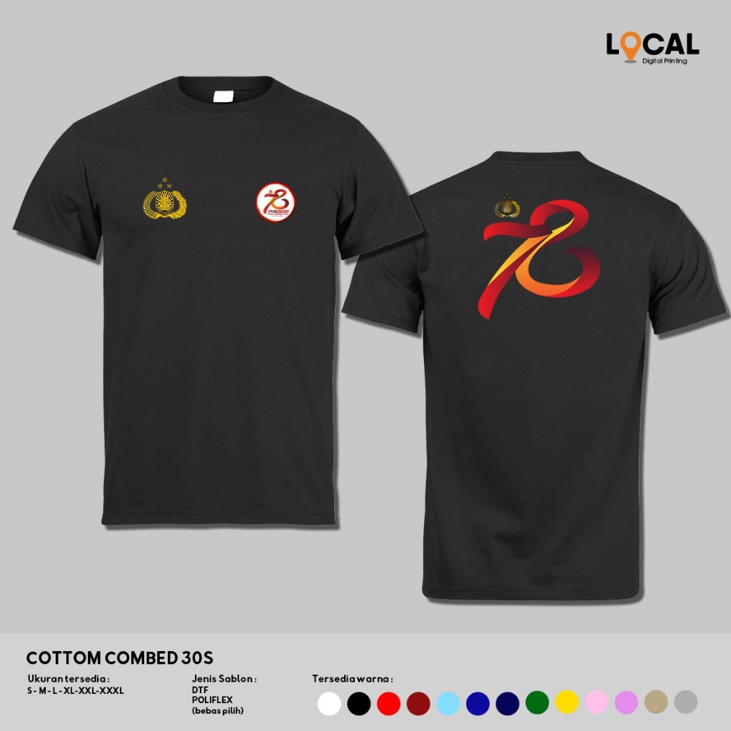 Custom Kaos Tshirt Print DTF SABLON A4 LOGO POLRI POLISI #PRESISI 78 - Local Print