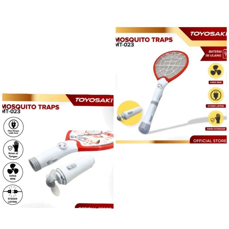 Raket Nyamuk (Senter + Kipas Angin Portable) Toyosaki MT-023I Raket Cas