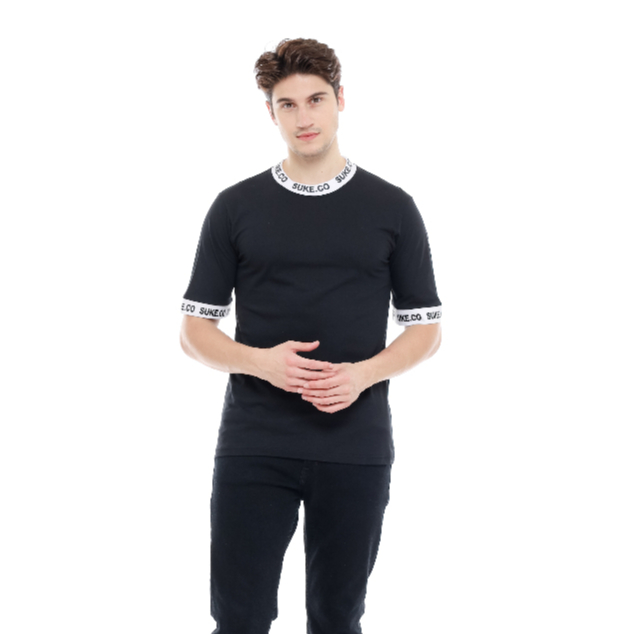 Suke.co Kaos Pria Grafic Ringer Tee Black