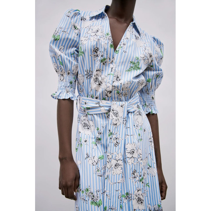 Zara puff printed dress