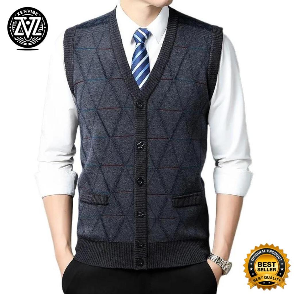 Vest Rajut Pria Melvin Zenvibe Rompi Rajut Vest Knitt Korean Style Untuk Kantoran atau sekolah Bahan