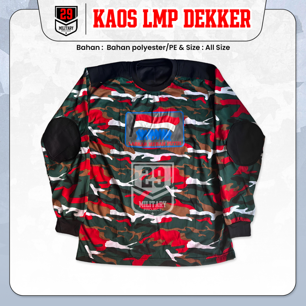 QH Kaos LMP KAOS Loreng Deker Pria Baju Doreng LMP Polyester PE Laskar Merah Putih Lengan Panjang