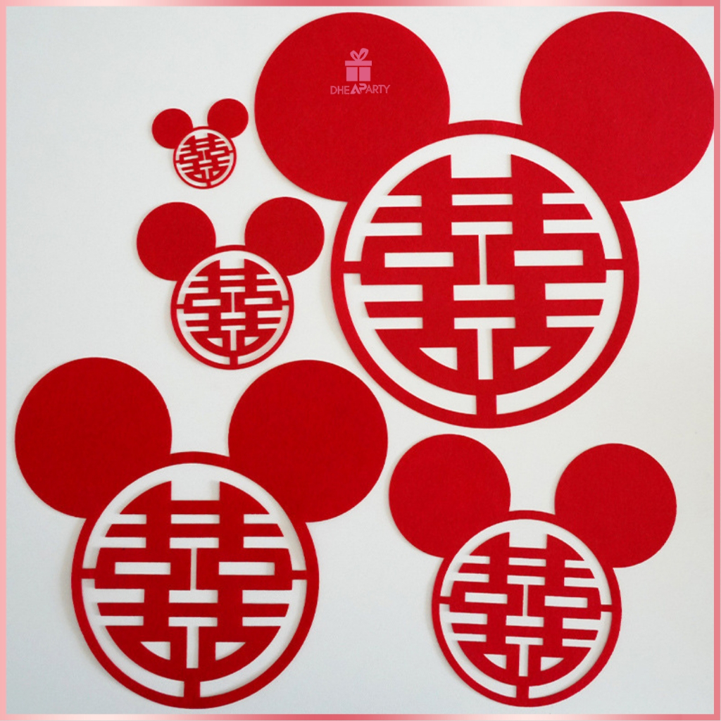 DP Stiker Shuang Xi Tempelan Dekorasi Dinding Sangjit Wedding Chinese / Stiker Dinding Shuang Xi Tem