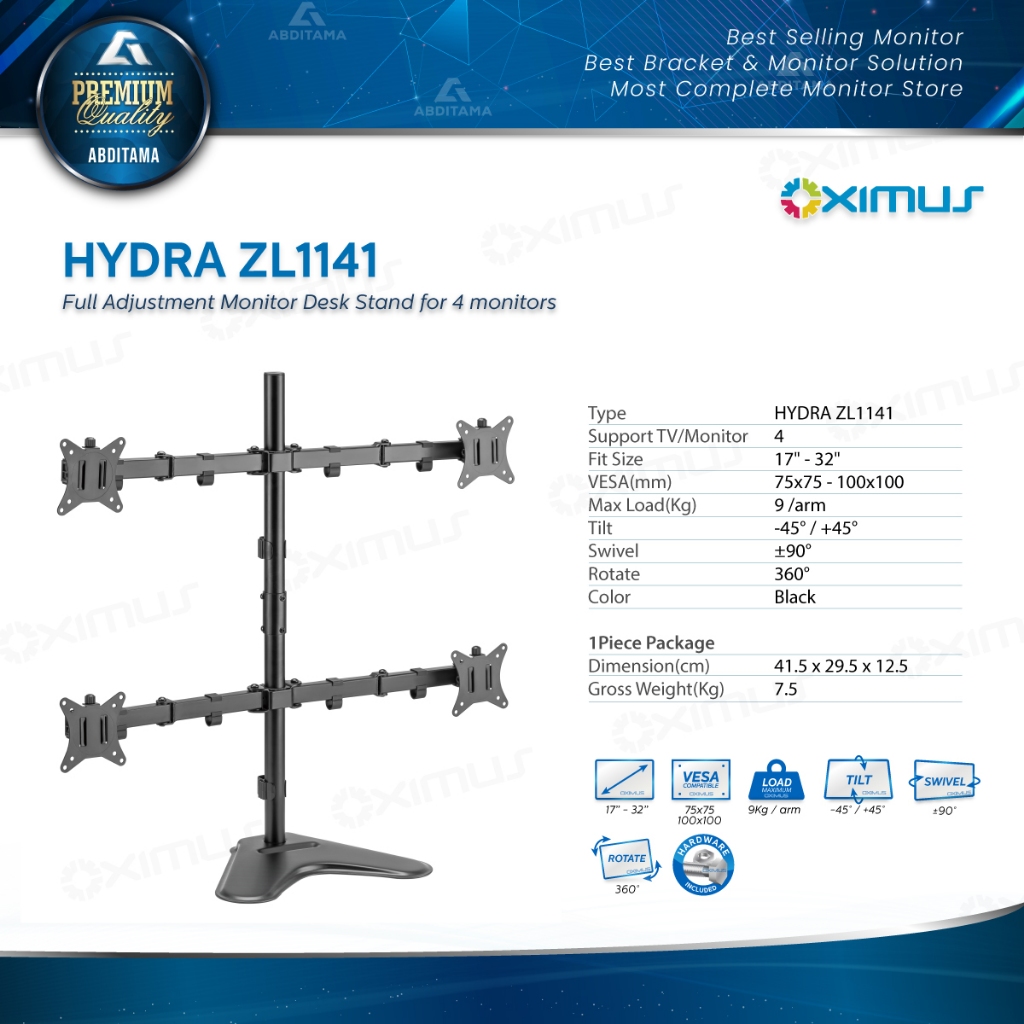 OXIMUS HYDRA ZL1141 Bracket Meja 4 Monitor 13" - 32" Stand LED TV Mount Adjustable