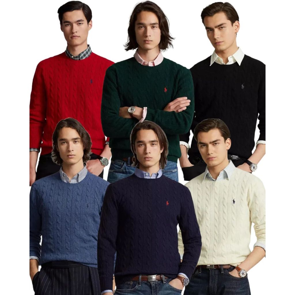 Sweater Rajut Pria Polo Ralph Lauren Cable-Knit Wool Sweater