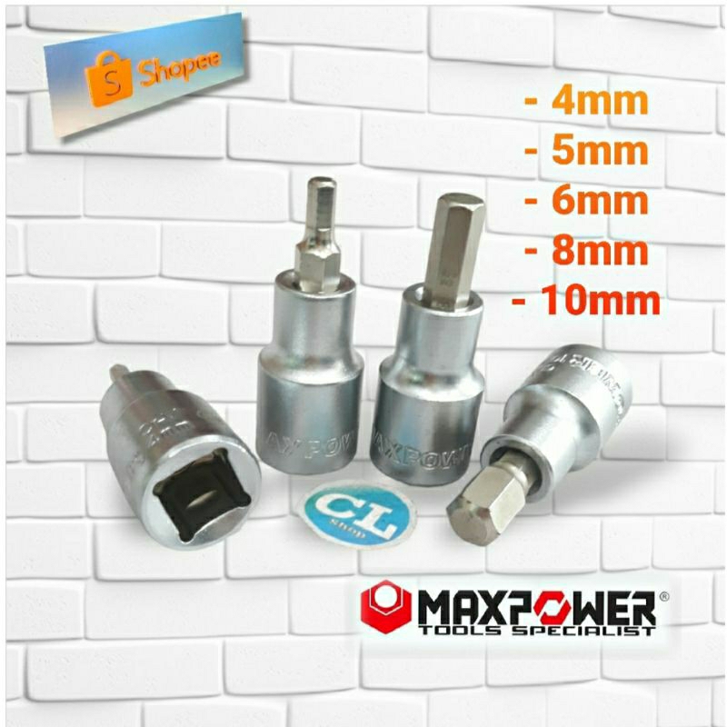 MATA SOCK L KETOK IMPACT 4mm 5mm 6mm 8mm 10mm hexbit 1/2" hex bit 1/2in pendek anak kunci L obeng ge