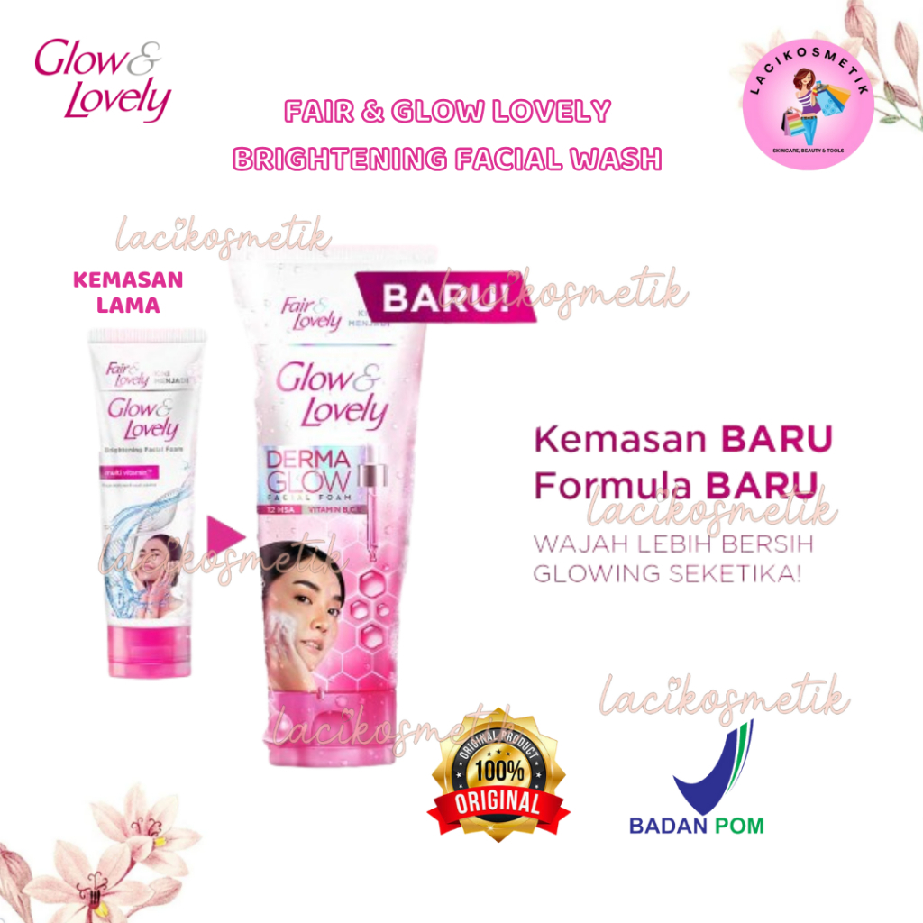LACIKOSME FAIR & GLOW LOVELY FACIAL WASH - GLOW LOVELY FOAM SABUN CUCI MUKA FAIR N LOVELY