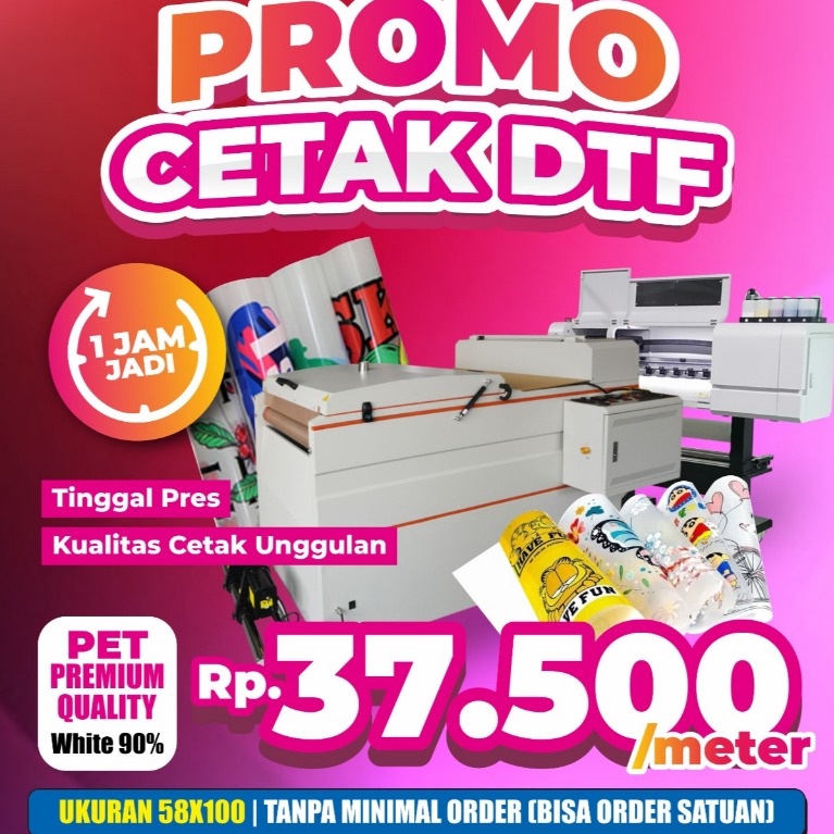 

Cetak PET Sablon Digital DTF A3 A4 Meteran HARGA SPESIAL PROMO n N5A8