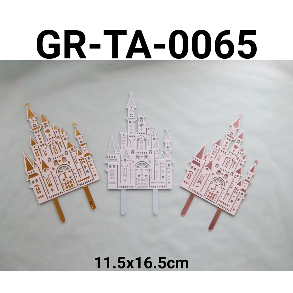 

PRODUCT TERKECE GRTA65 Cake topper akrilik istana castle princess gold pink biru yamama baking