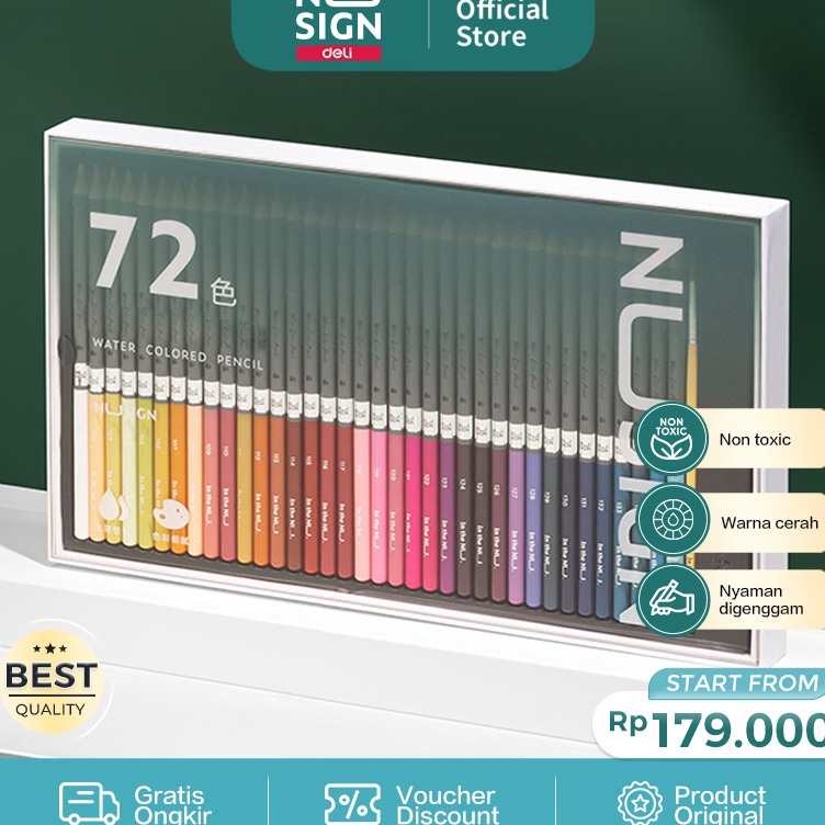 

Nusign Watercolor Pencil Pensil Warna 48 72 Warna Gratis Kuas NS731 a U2W2