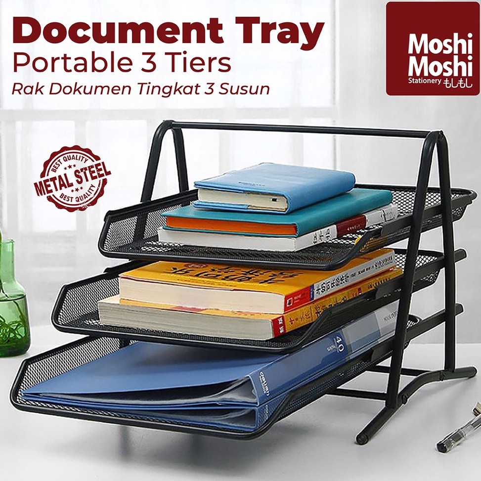 

Document Tray Desk Storage Foldable 3 Tiers Rak Kertas File Dokumen 3 Susun Jaring Besi n X3W2