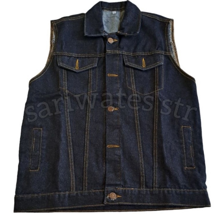 KODE M25O Rompi Jeans Pria Jumbo Vest Bigsize Rompi Motor Denim Garmen M L XL XXL XXXL XXXXL Jaket L