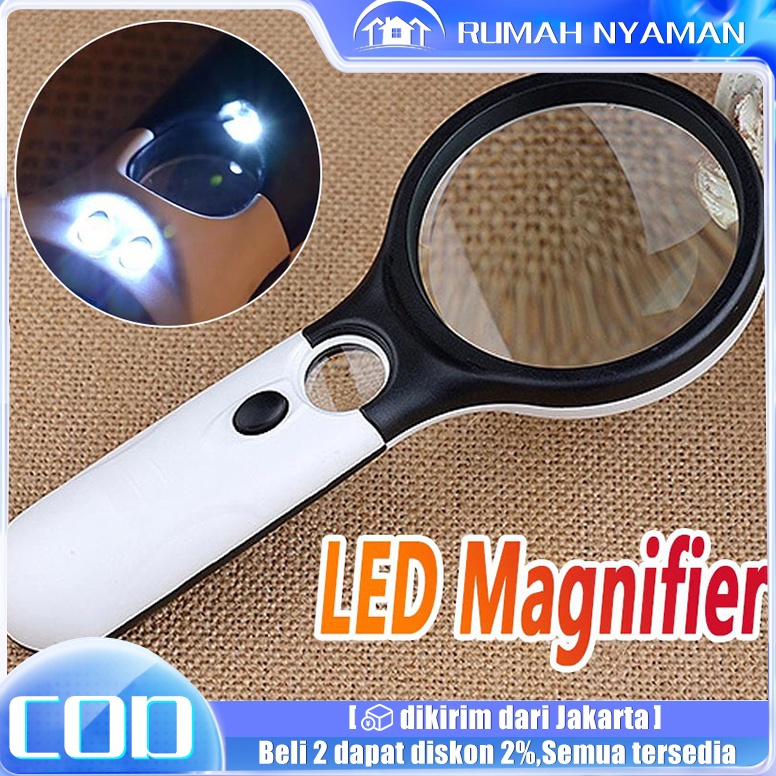 

2in1 Magnifier Gelas Kaca Pembesar Dengan Lampu 3 LED Loop Magnifying Untuk Membaca dan Perhiasan r J6S7