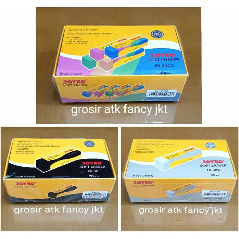 

3 buah Penghapus EB3 ER3 Setip Pensil Joyko Sedang Hitam Putih Color b Y7P5