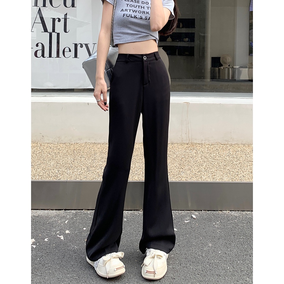 KODE L5N Korean Style Celana Flare Stretch celana Wanita Highwaist Jens Hitam and Browncelana kulot 