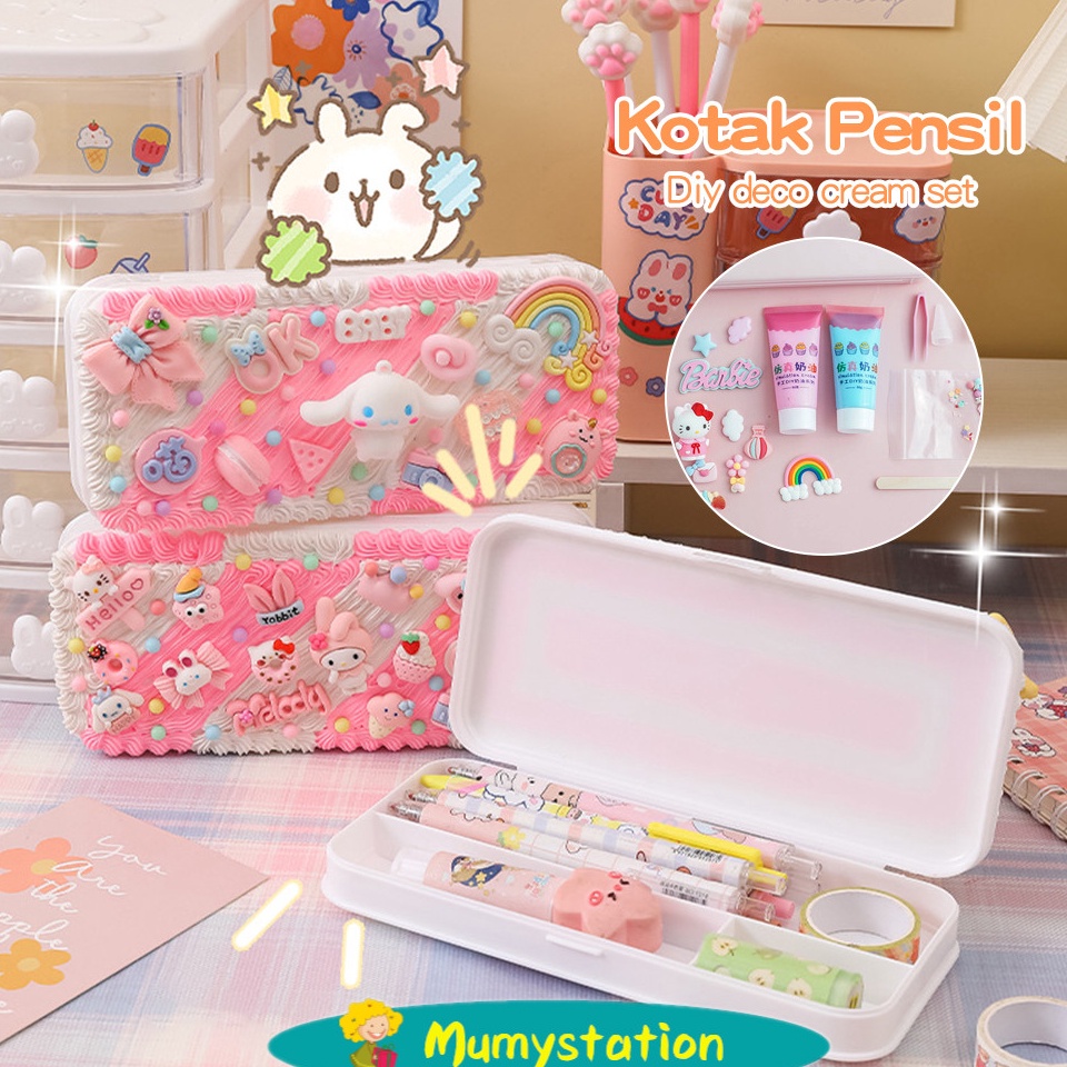 

Mumystation Diy kotak pensil tempat deco cream set Tempat Pensil sanrio korea lucu x P2P5