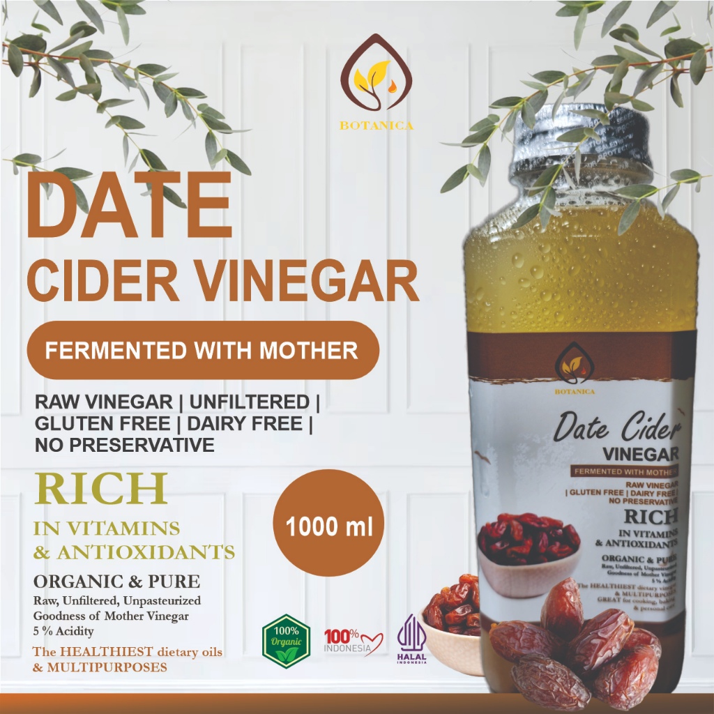 

Botanica Cuka Kurma 1 Liter dengan Endapan Mother Fermentasi Probiotik / Date Cider Vinegar Bragg