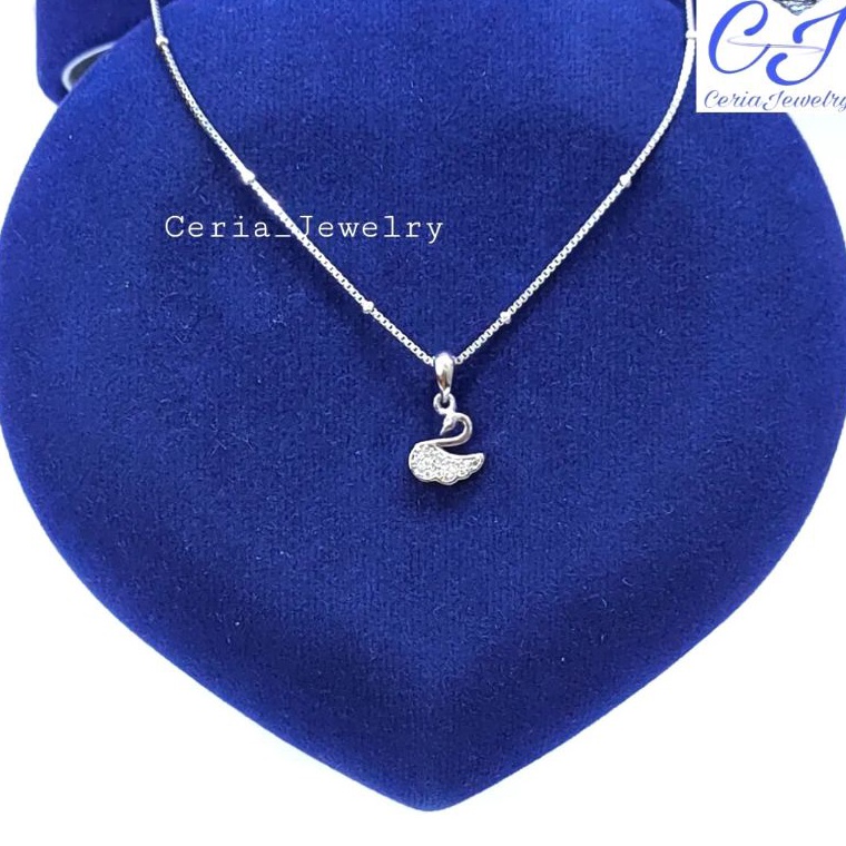 KODE W47L Kalung Perak Asli Silver 925 Lapis Emas Putih dengan Liontin SwanAngsa  Perhiasan Perak Wa