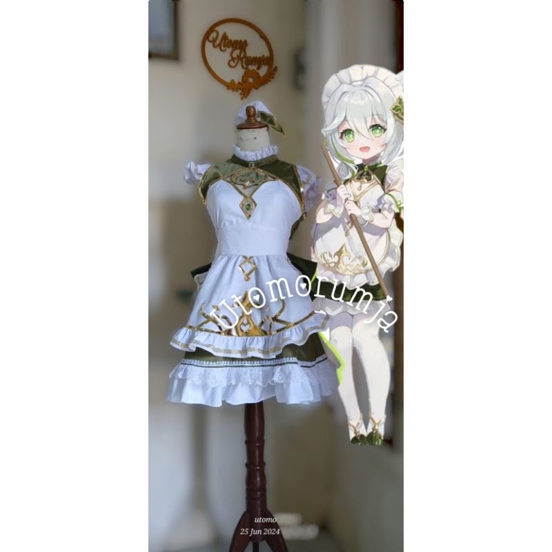 utomorumja Kostum Cosplay Game Genshin Impact Nahida maid Gaun Pelayan
