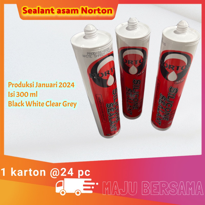 

Lem sealant tabung ASAM NORTON hitam putih transparan 300ml