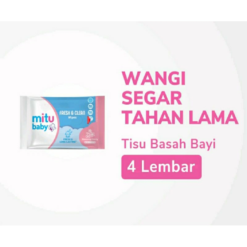 Mitu Baby Tissue Fresh And Clean Pink Blooming Cherry - 4s - Tisu Basah Bayi
