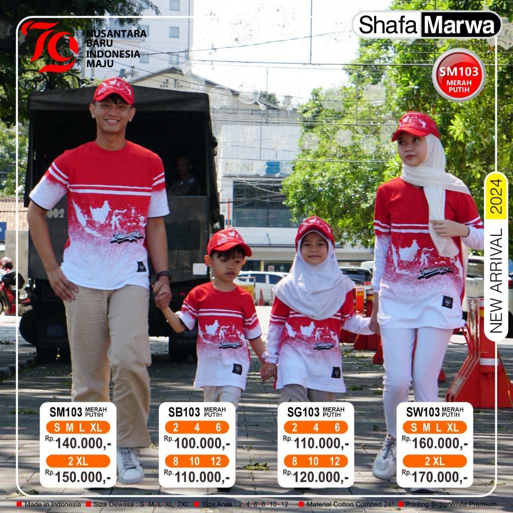 Baju Kaos Seragam Couple Edisi Kemerdekaan Merah Putih Agustusan SM 103 Shafa Marwa