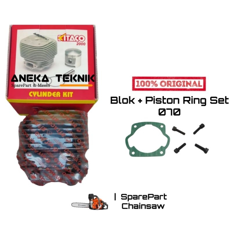 Block Blok Piston Ring Set Kit Chainsaw Senso Sinso Ms-070 Kitaco Asli Original