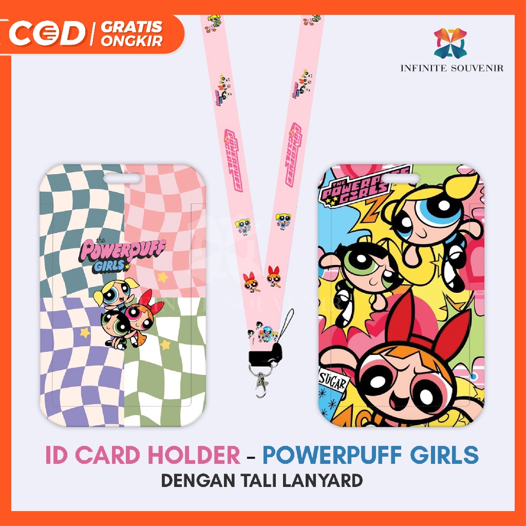 

[N004] Powerpuff Girls / Name Tag Card Holder Motif Power Puff Girl /Buttercup / Blossom / Bubbles Lucu dengan Tali Lanyard / ID Card Holder Tali Gantungan / Nametag / Tempat Kartu Flazz / Emoney