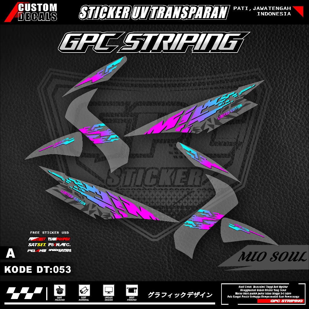 STRIPING TRANSPARAN MIO SOUL VARIASI LIST MOTOR DESAIN MINIMALIS GPC 053