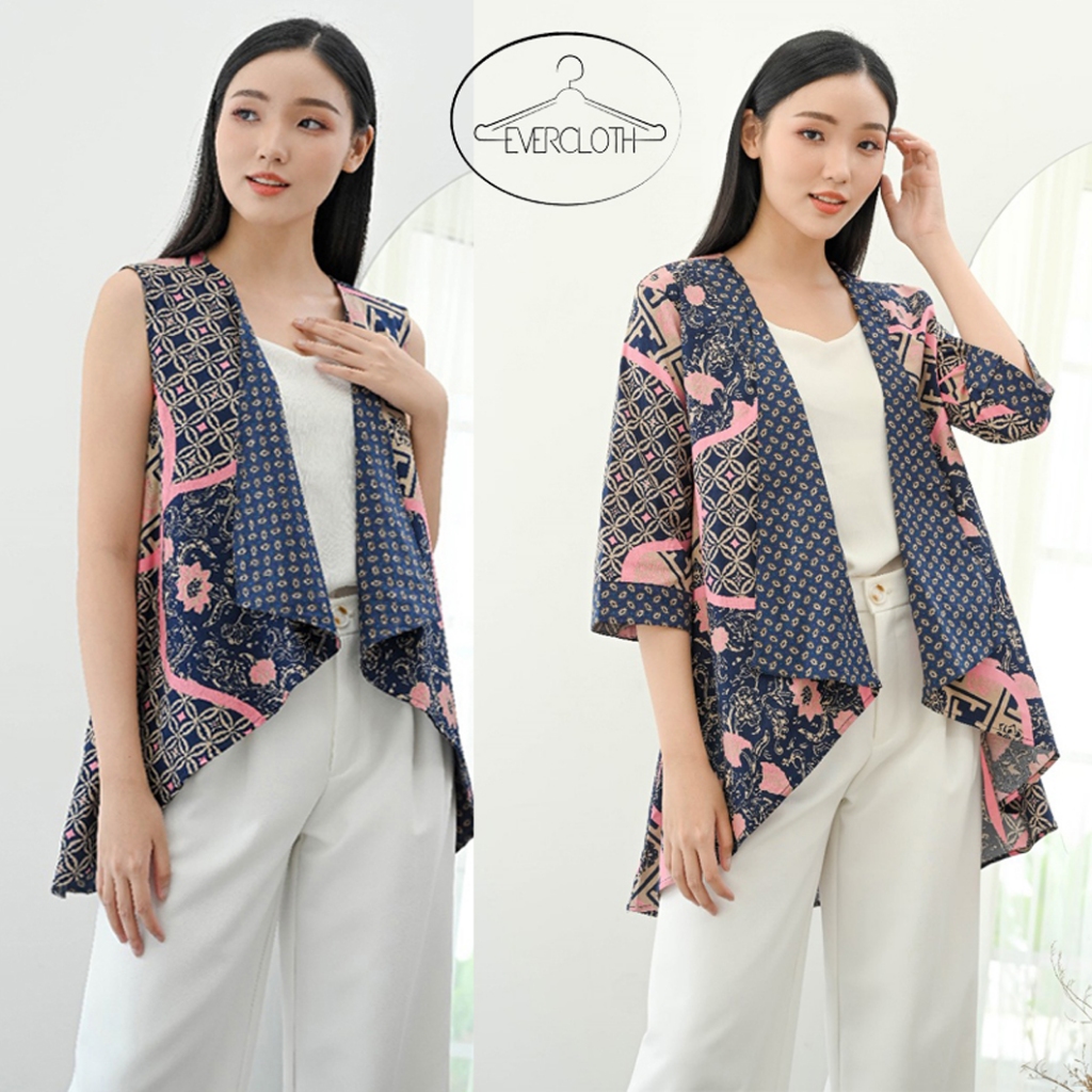 Evercloth Lody / Kiko Outer Blazer Batik Wanita Outer Batik Rompi Tanpa Lengan