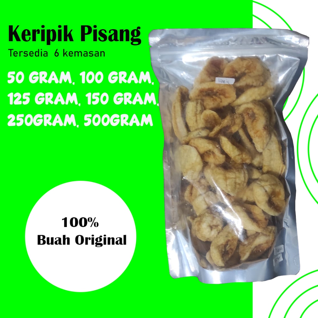 

Keripik Pisang Kripik Pisang manis kering 50gram / 100gram / 125gram / 150gram / 250gram / 500gram