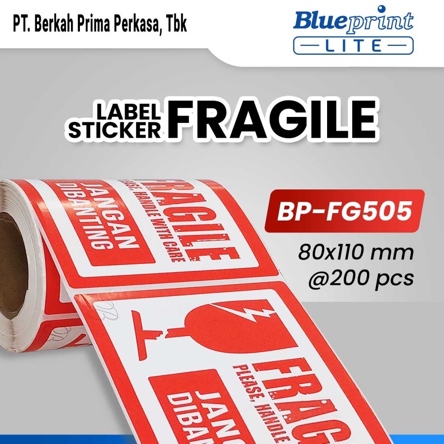 

Label Stiker Fragile Jangan dibanting 80x110 BLUEPRINT BP-FG505 isi 200