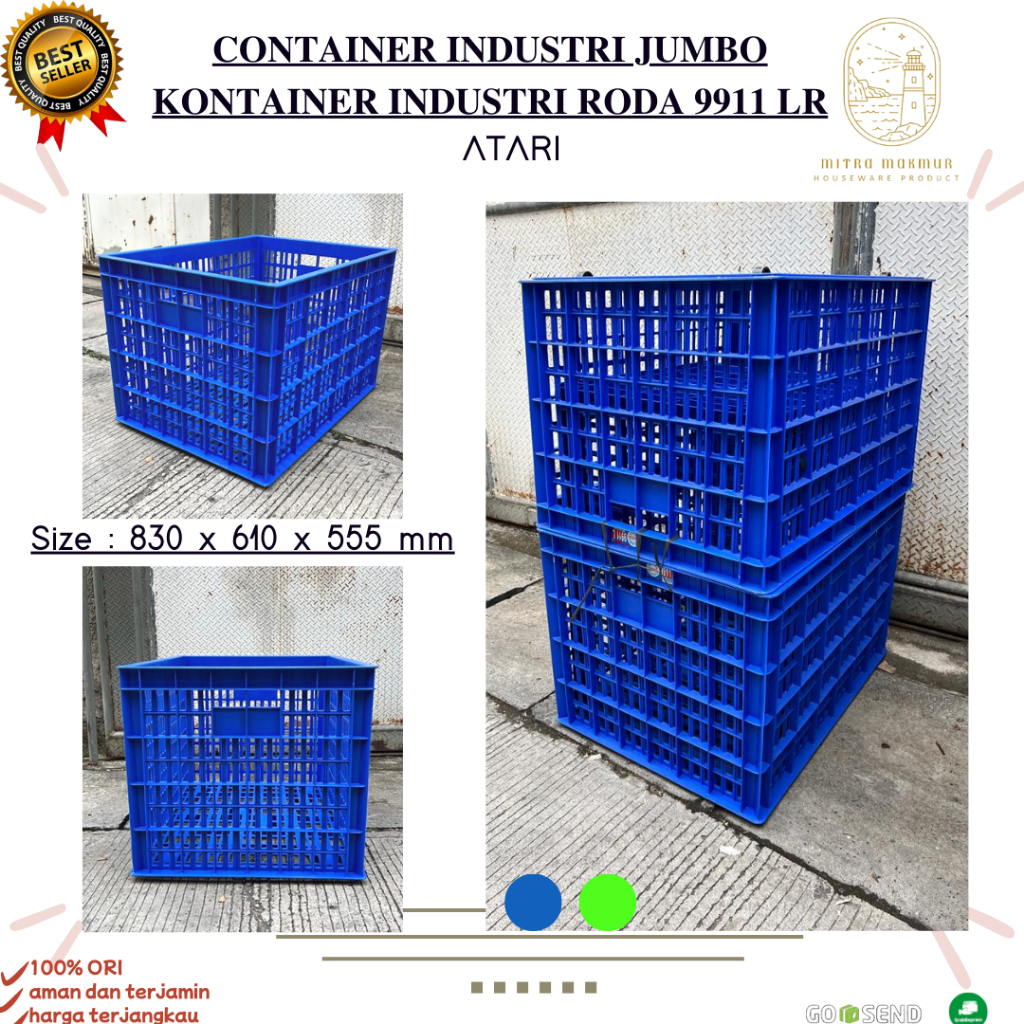 PROMO KARGO - KERANJANG INDUSTRI JUMBO 9911 2225 LR / CONTAINER INDUSTRI RODA / KRAT PLASTIK JUMBO