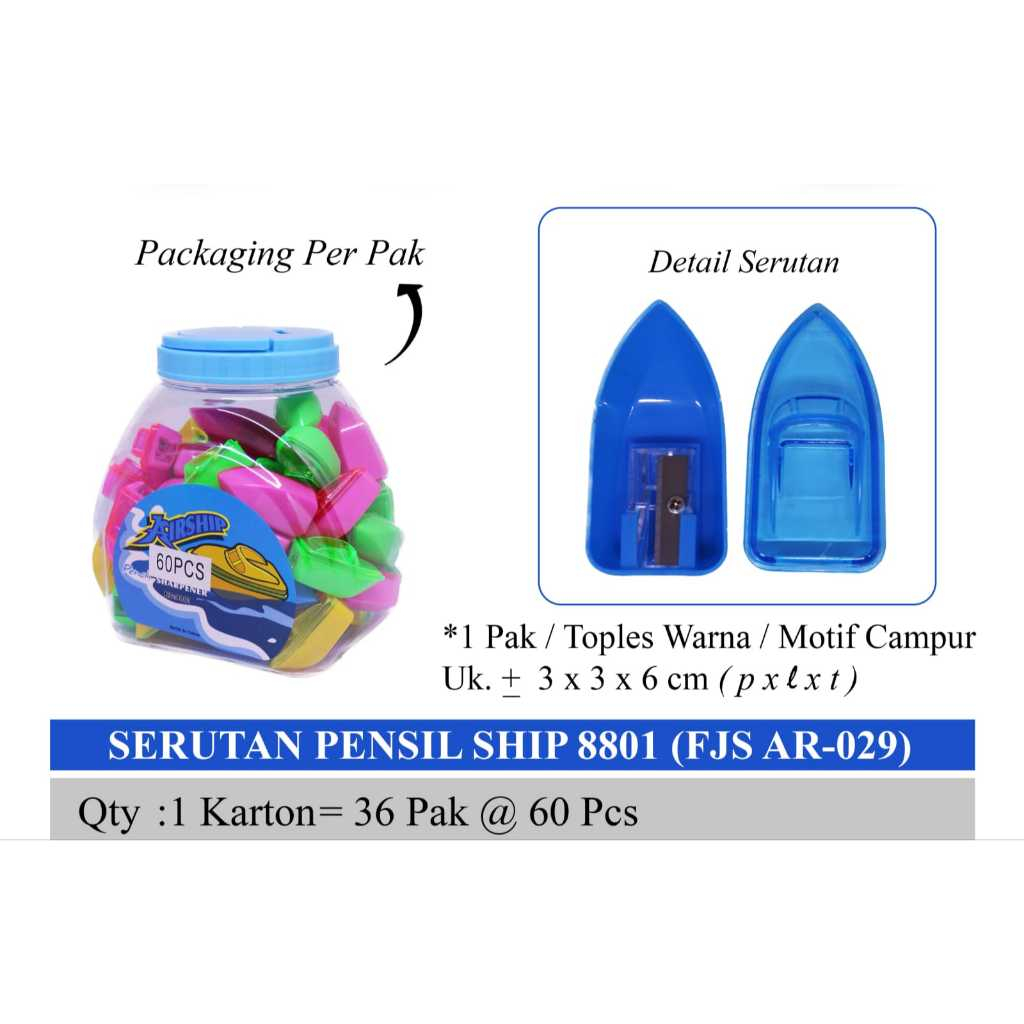 

Rautan/ Serutan/ Ongotan Pensil Bentuk Kapal Ship Boat 1Lubang/ Rautan Pensil Anak Fancy