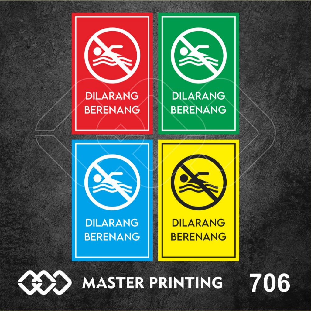 

706 - Stiker Dilarang Berenang, Sticker Vinyl, Tahan Air, Termurah, dan Bisa Custom