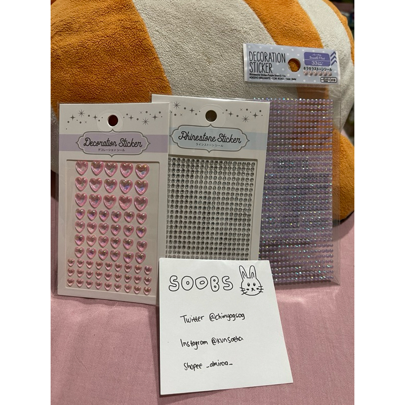 

[READY INA] decoration sticker photocard holder love rhinestone purpel silver