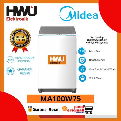 MIDEA MA100W75 Mesin Cuci TOP Load Smart Wash 7.5KG MA-100W75