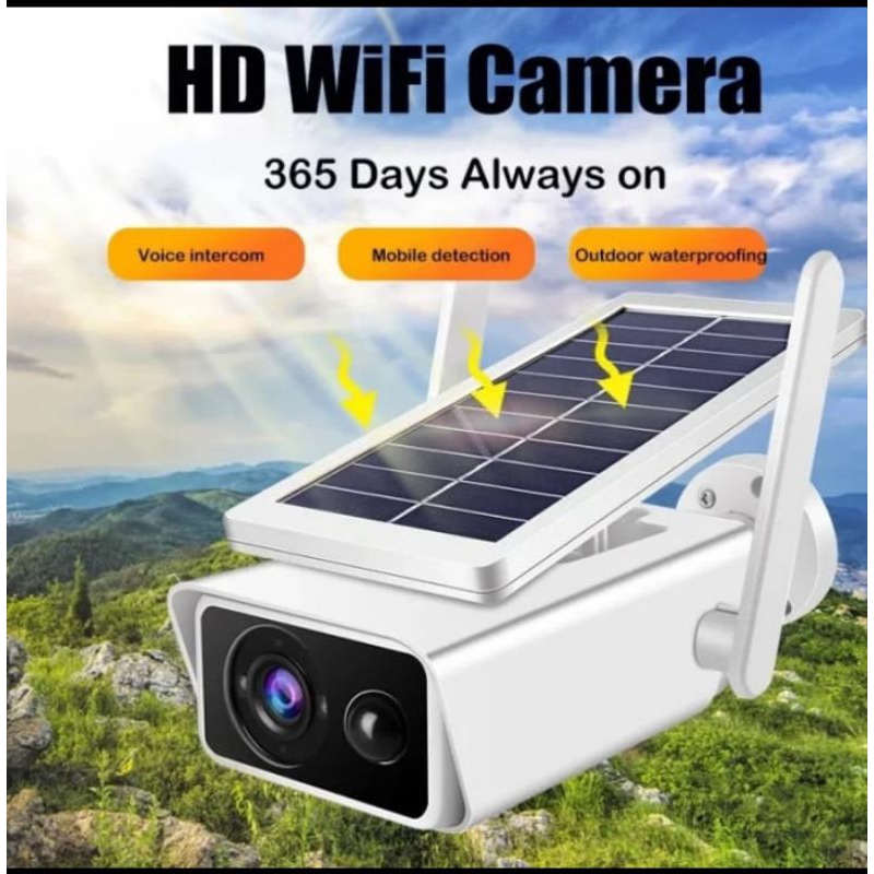 IP Cam Solar Panel Cell CCTV Outdoor Waterproof FHD Baterai Tahan Lama App ICSEE