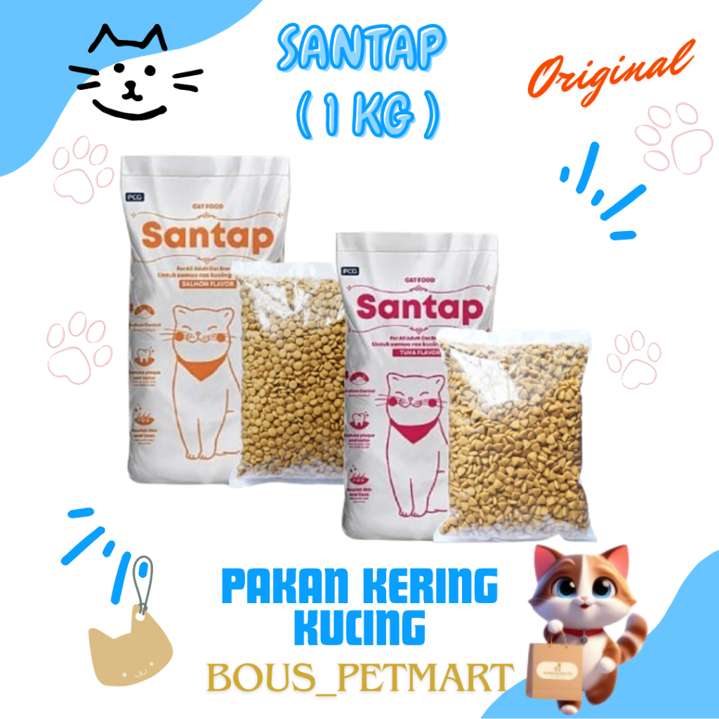 SANTAP 1 KG DRY FOOD PAKAN KERING KUCING MURAH MAKANAN KUCING DRY FOOD / CAT FOOD