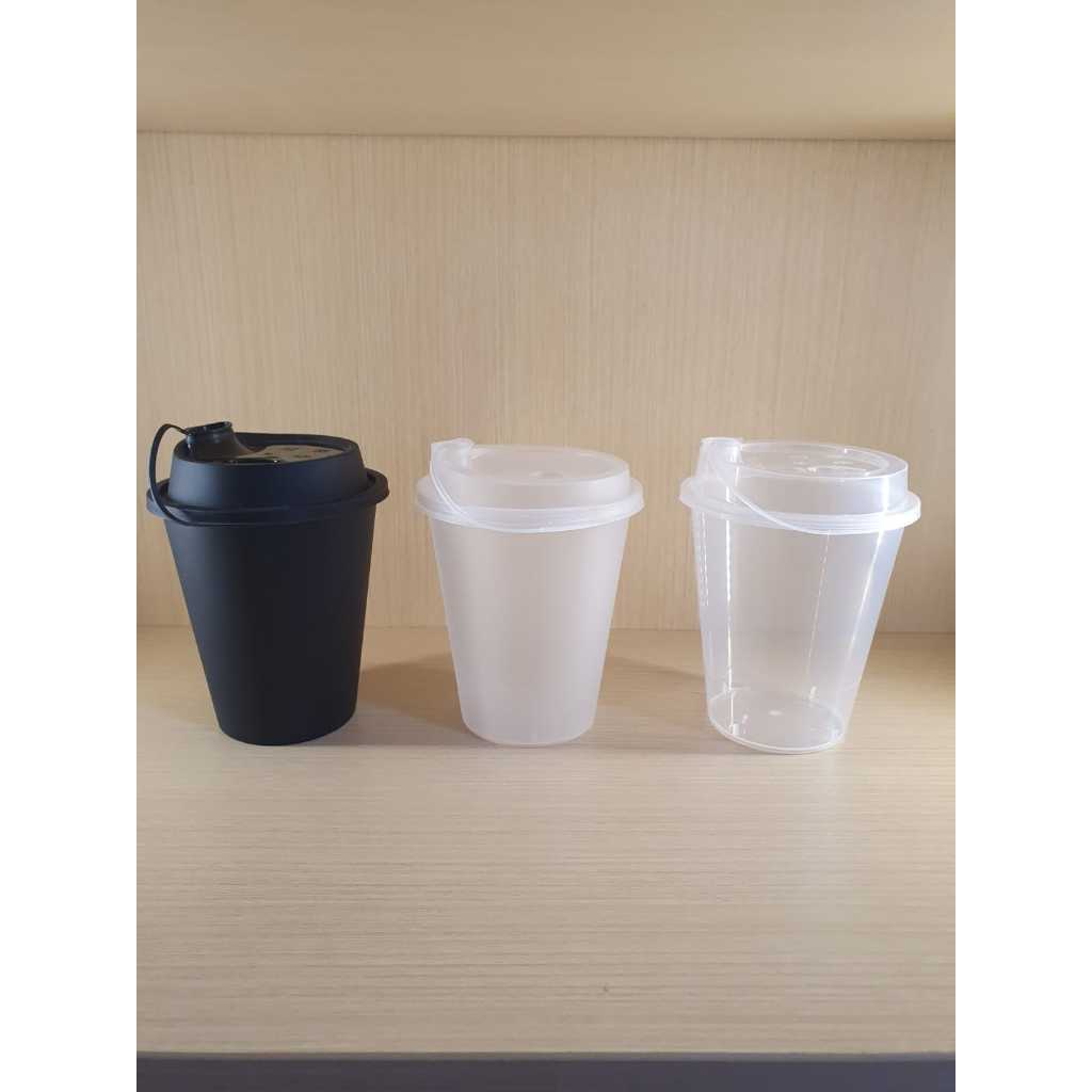 PPI CUP 12 OZ + TUTUP  PP INJECTION ( ADA 3 MACAM CUP) HITAM,FROSTED,TRANSPARAN dijual per 25 pc