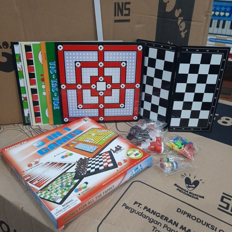 R2239 Magnetic Board Games 9 in 1 Catur Ular Tangga Ludo Halma  Chekers dan Lain lain