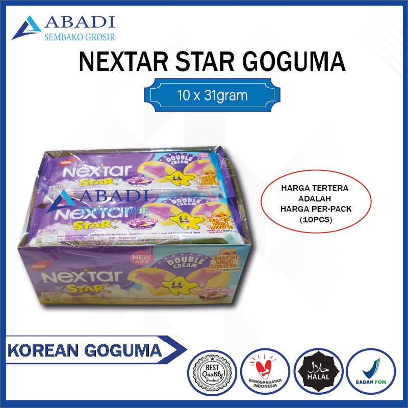 

Nextar Star Double Cream Rasa Korean Goguma 1 Box 1 Pak Pack 10pcs 31gram