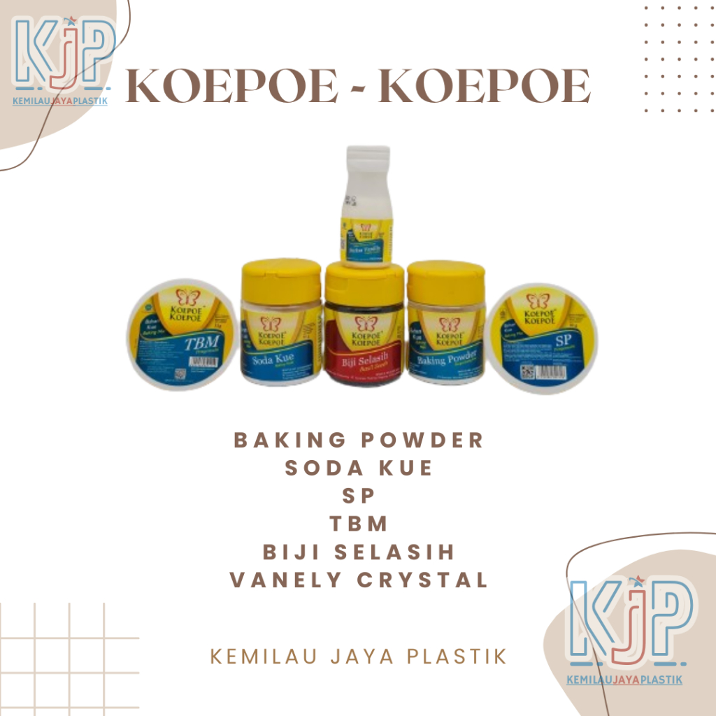 

Baking Powder / Soda Kue / SP / TBM / Perisa Vanila / Biji Selasih Koepoe-Koepoe