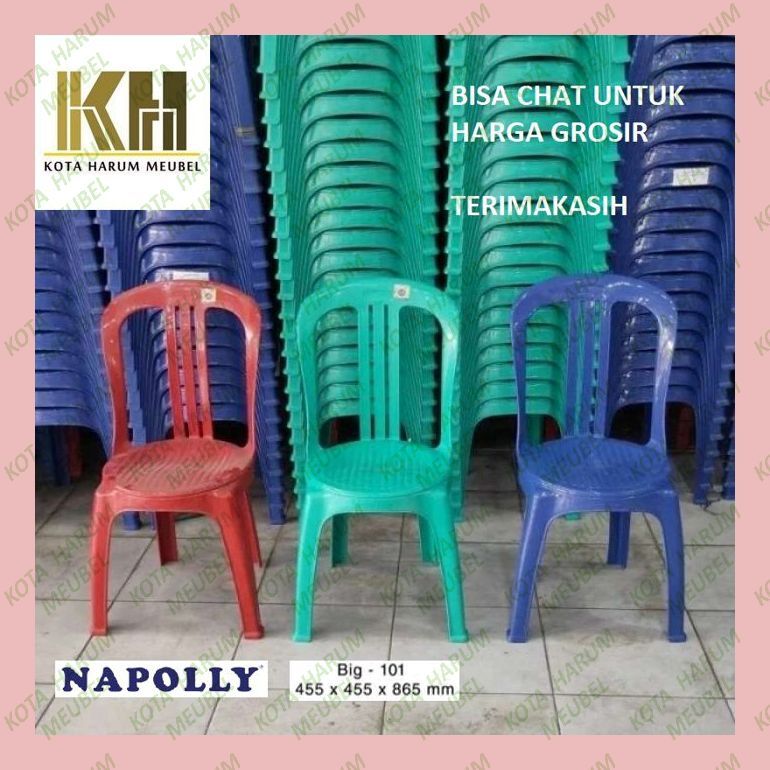 kursi plastik napolly big 101 c hijau merah biru original bandung murah kuat berkualitas harga parta