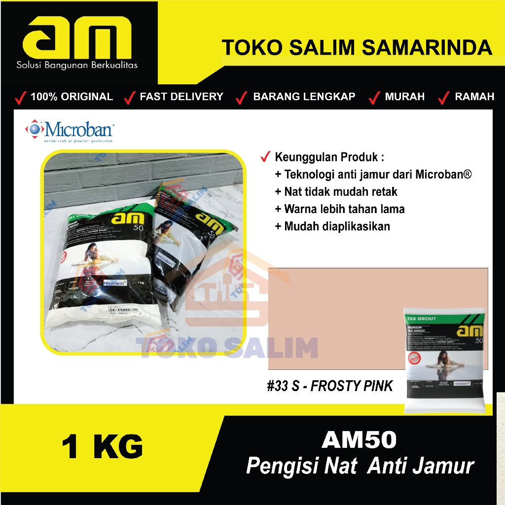 Nat Keramik AM 50 / Pengisi Nat Keramik / Semen Warna (Frosty Pink) 1 KG