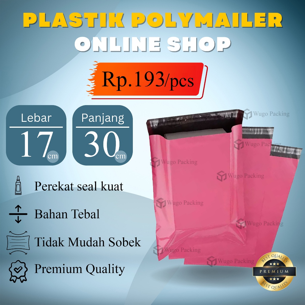 

17x30 kantong plastik polymailer Pink amplop packing online Merah Muda