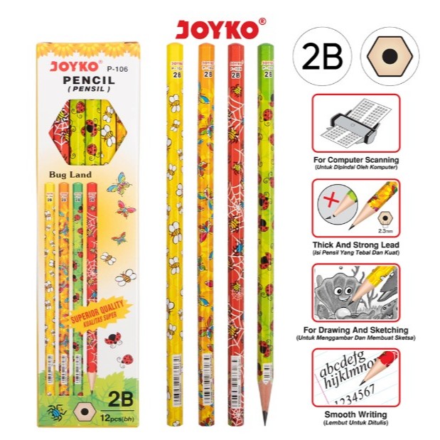 

❤️ Sarjana ❤️ Pencil Pensil Joyko P-106 2B Bug Land 1 PCS